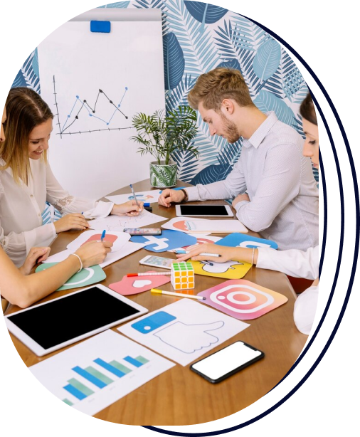 Two people working