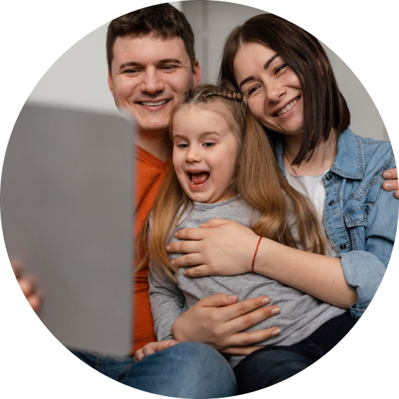 Family watching a tablet