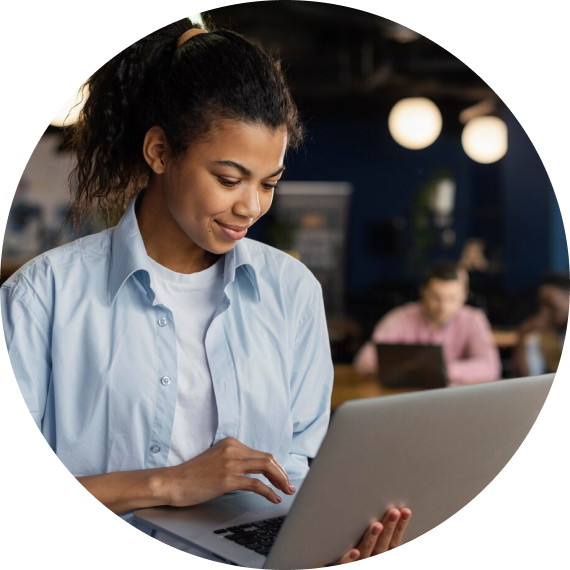Person looking at their notebook/laptop