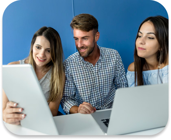 People looking at a computer
