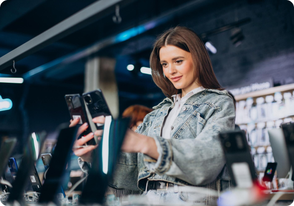 A person testing a cellphone