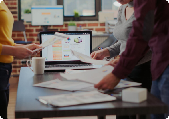People working and organizing a strategy